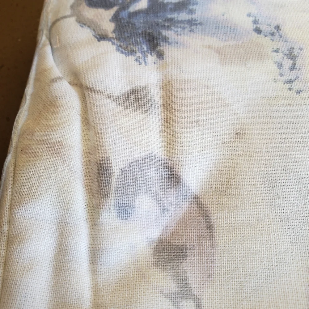 White With Blue Floral Shower Curtain